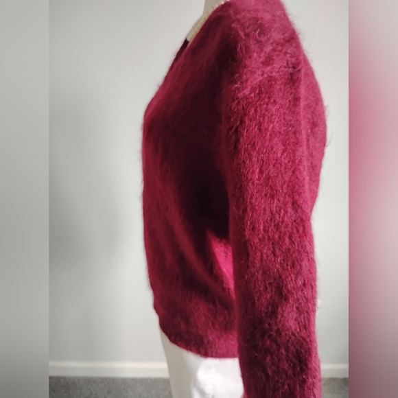 Shag-a-Mo Virgin Wool V-Neck Sweater Burgundy Curt Cobain Vintage 60s Size Med - Picture 5 of 11